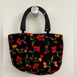 Cherry-Patterned Cloth Handbag